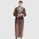 Plus Size Long Bathrobe Coral Fleece Full Length Pajamas Coffee