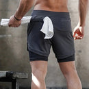 Men Running Shorts 2 In 1 Black Gray XXL