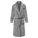 Flannel Robe Kimono Bathrobe Gown Gray 4 XL