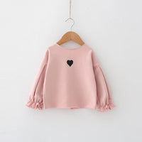 Adorable Korean-Inspired Puff-Sleeve T-shirt With Playful Love-Print Design