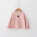 Adorable Korean-Inspired Puff-Sleeve T-shirt With Playful Love-Print Design Pink