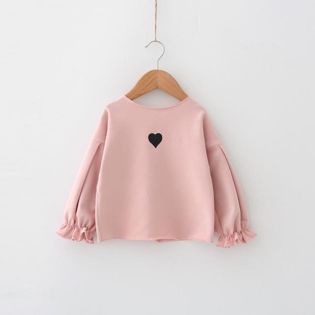 Adorable Korean-Inspired Puff-Sleeve T-shirt With Playful Love-Print Design Pink