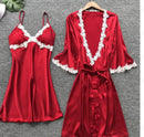 Bridal Dressing Gown Plus Size Home Wear Night Gown Bathrobe Red