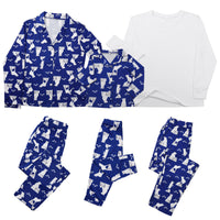 Casual Printed Two-piece Pajamas, Parent-Child Wear Blue