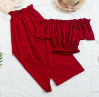 Two Piece Sets Clothes Red One size