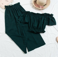 Two Piece Sets Clothes Green One size