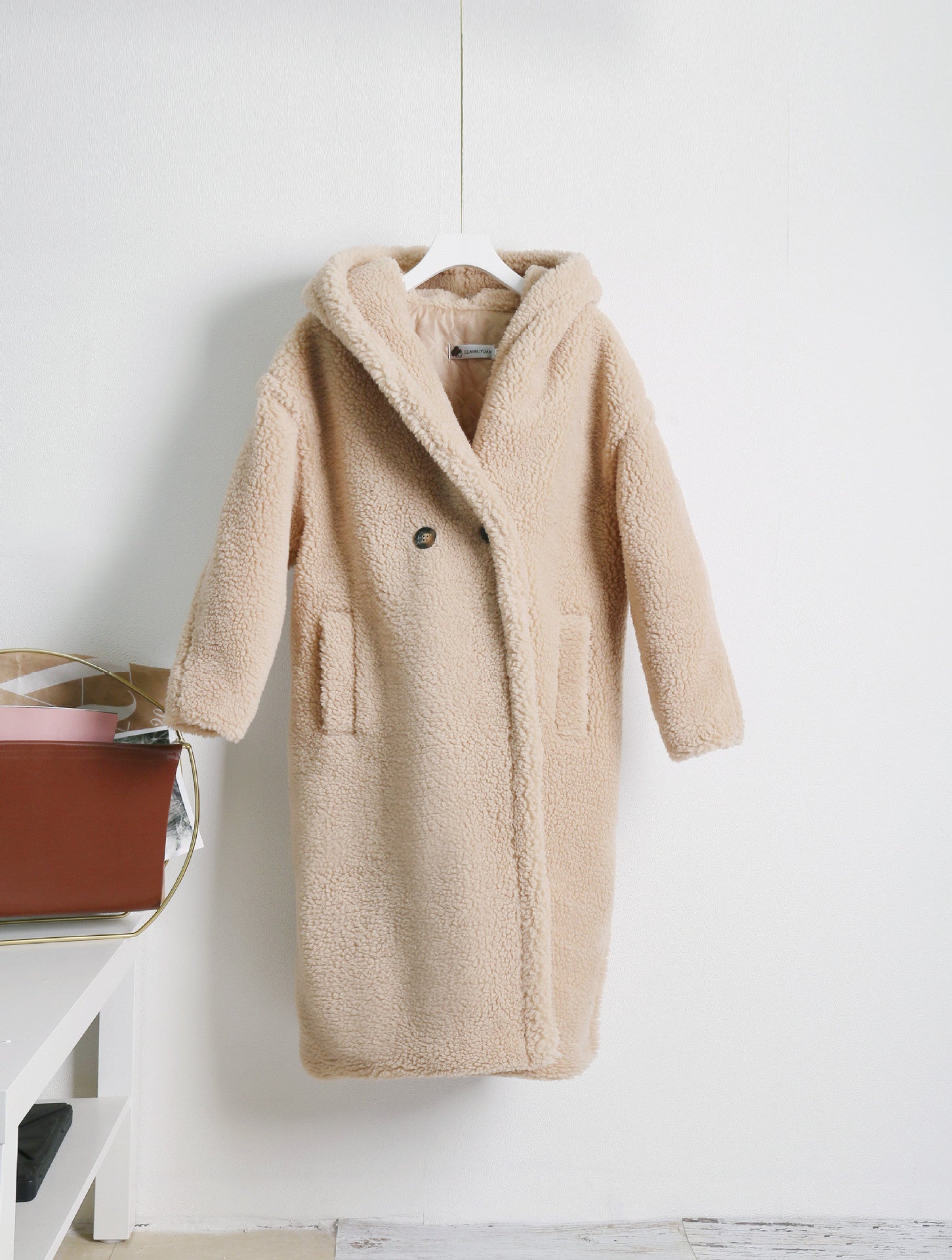 Teddy bear cashmere coat women Beige