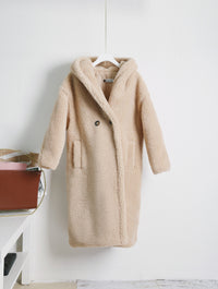 Teddy bear cashmere coat women Beige