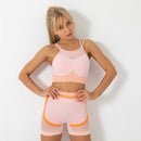 2 PCS/Set Yoga Sets Women Gym Clothes Pink Set