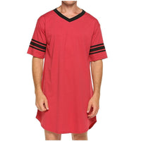 Men's Short Sleeve V-Neck Stitching Pajamas