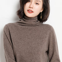 Turtleneck Cashmere Sweater Pure Cashmere Coffee