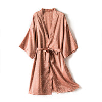 4-Piece Polka Dot Satin Nightwear Set For Women B Rose Gold