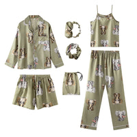 Seven-Piece Pyjamas Simulation Silk Set