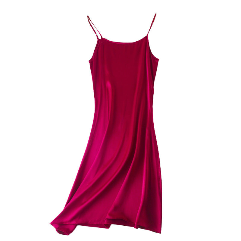 Suspender Pure Silk Nightdress Red