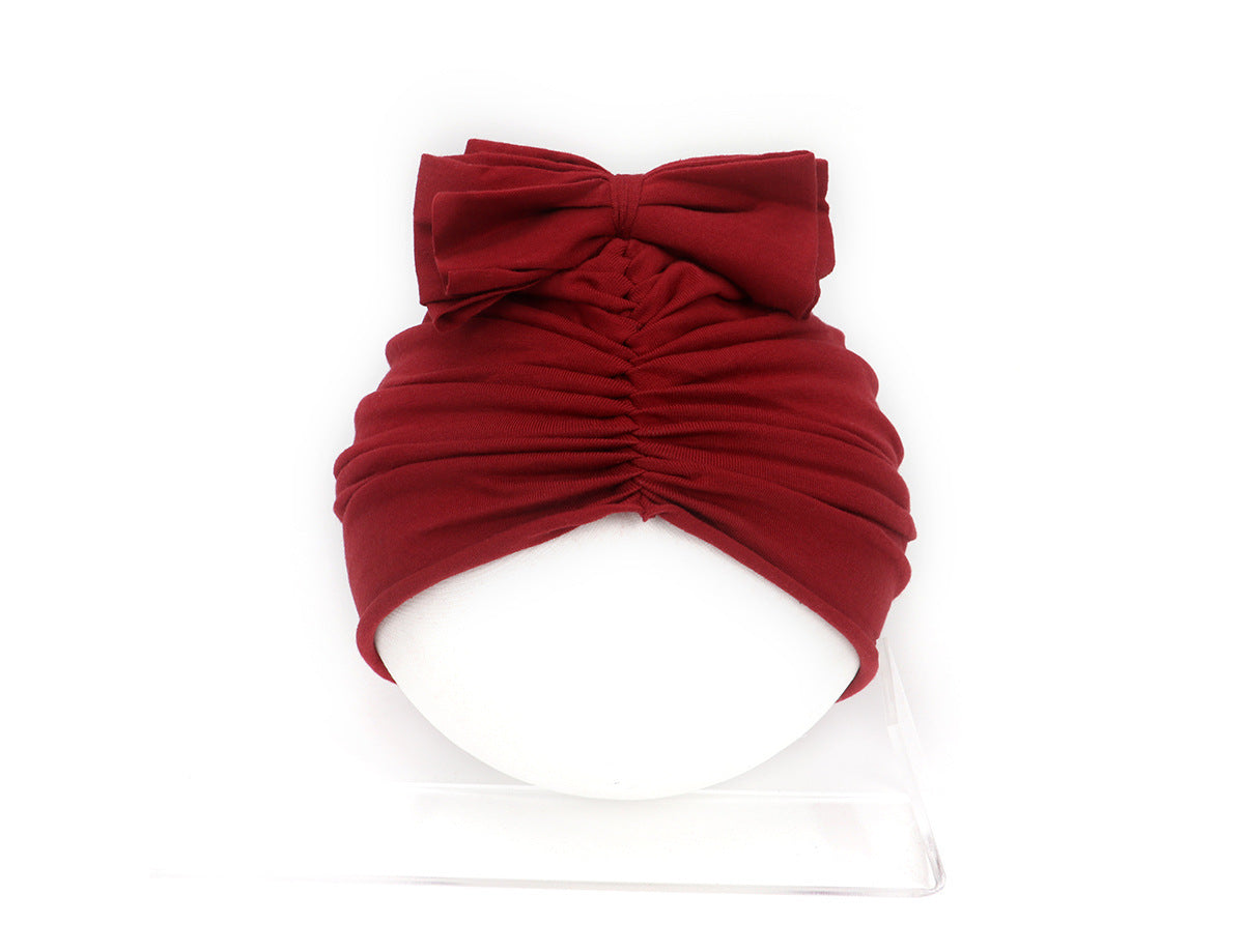 Cute and Soft Turban Headwrap For Little Girls 35 to 48 Wine Red