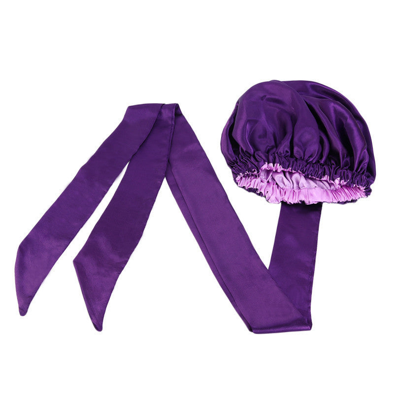 Double satin turban hat Pure purple