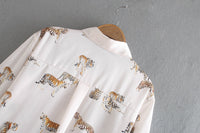 Tiger Print Printed Silk Satin Shirt