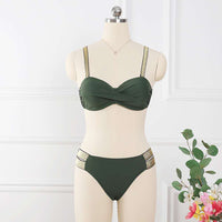 Bikini Sets Solid Colour Army Green