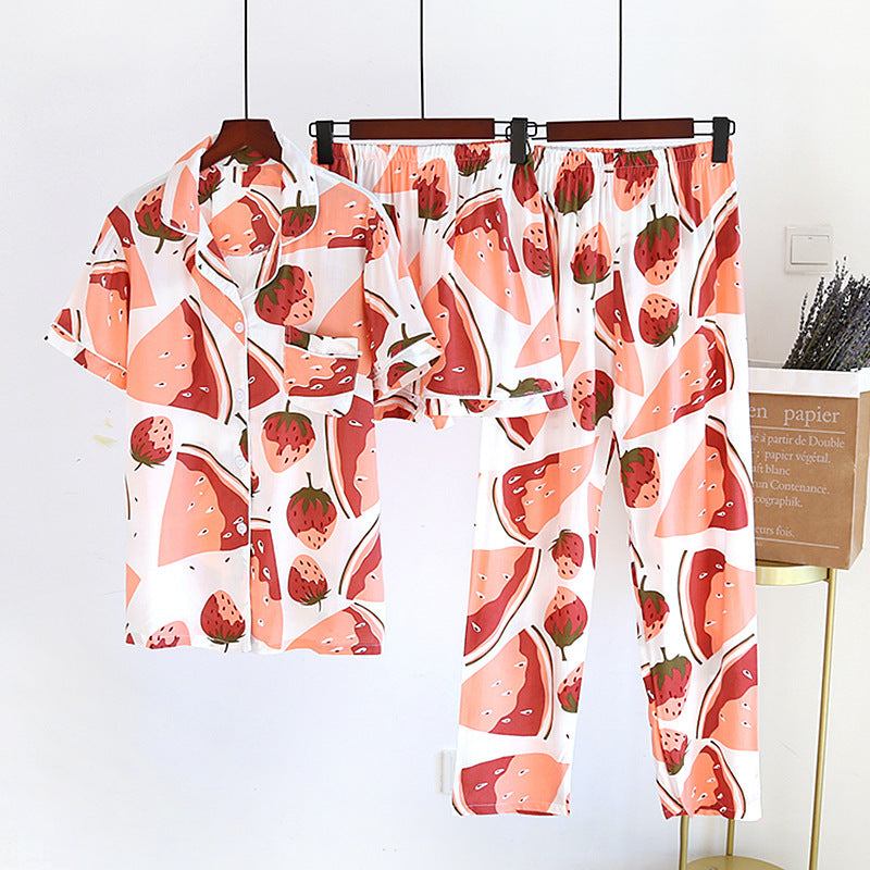 3 Piece Patterned Pyjamas for Women Angelica dahurica