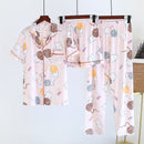 3 Piece Patterned Pyjamas for Women Pink kitten