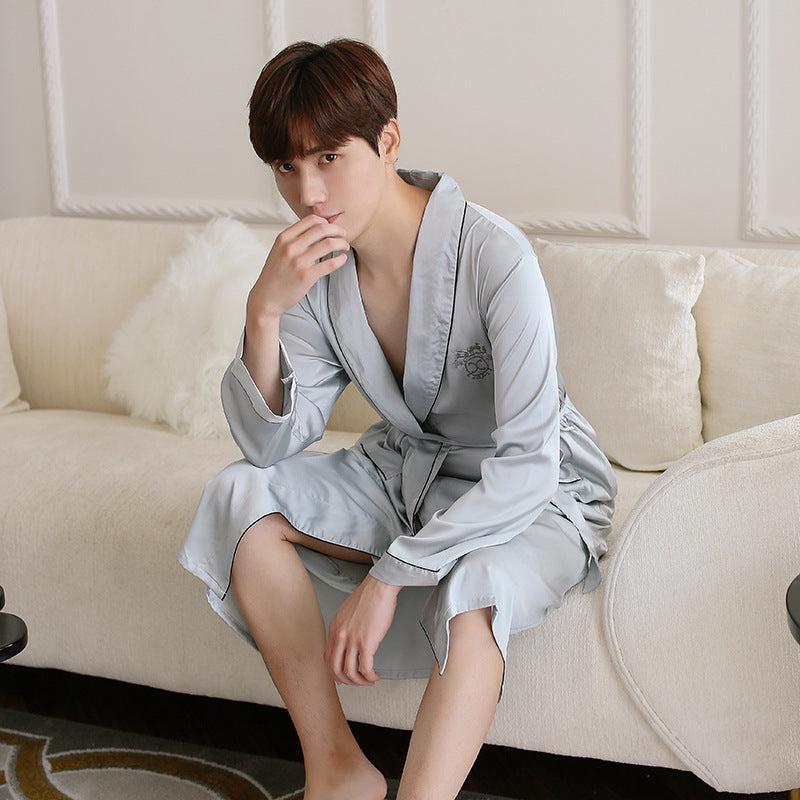 Men's Pajamas Two-Piece Embroidery silver gray