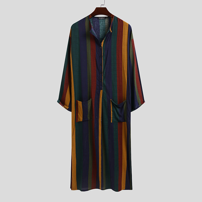 Arab Patterned Striped Robe for Men