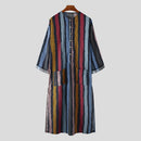 Arab Patterned Striped Robe for Men Red