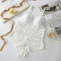 Women Lace Bra Sets Seamless Underwear White One size