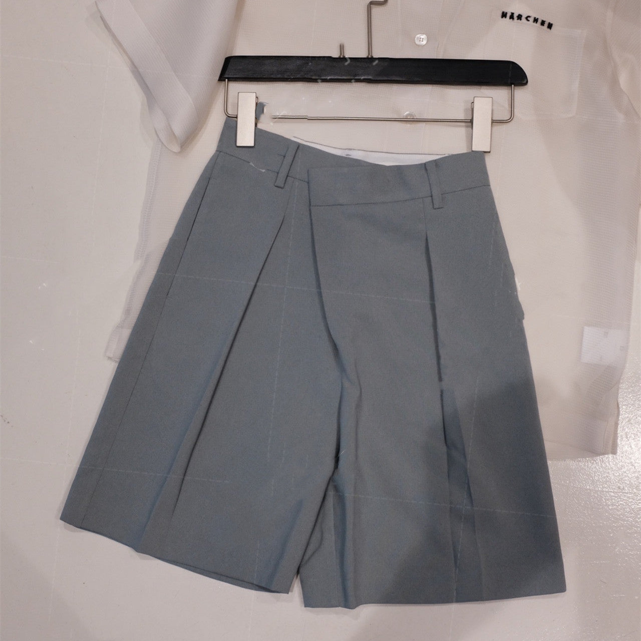 Bermuda Shorts Suit Diagonal Placket Shorts Shorts Grey