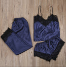 Comfortable Lace Sling Pyjamas Blue