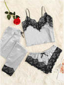 Comfortable Lace Sling Pyjamas Grey