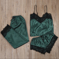 Comfortable Lace Sling Pyjamas Green