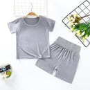 Children's Clothing Summer Modal Children's Short-sleeved Suit Grey B