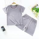 Children's Clothing Summer Modal Children's Short-sleeved Suit Grey A