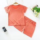 Children's Clothing Summer Modal Children's Short-sleeved Suit Orange Red A