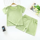 Children's Clothing Summer Modal Children's Short-sleeved Suit Light Green A