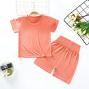 Children's Clothing Summer Modal Children's Short-sleeved Suit Orange Red B