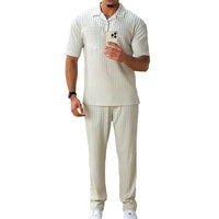 Fashion Casual Polo Short Sleeve Shirt Trousers Two-piece Set Men's Suit