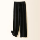 Straight cashmere knitted wide leg pants Black One size