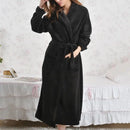 Coral Fleece Long Robe Kimono Gown Black M