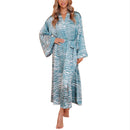 Women's Printing Long Sleeve Nightgown Dark Sky Blue Tiger Print