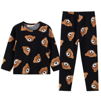 2-piece children's cute bear long-sleeved set black 120