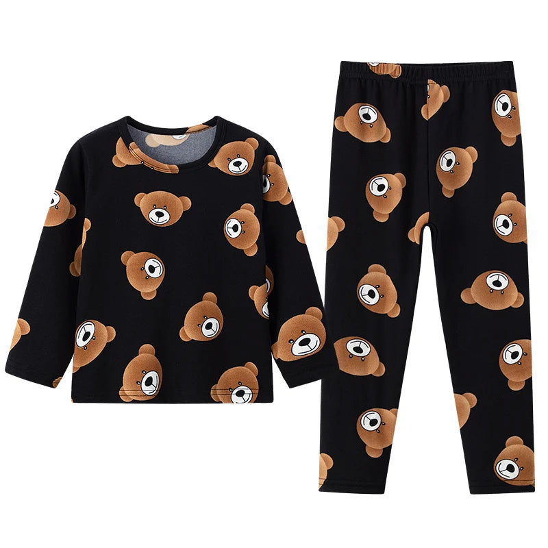 2-piece children's cute bear long-sleeved set black 120