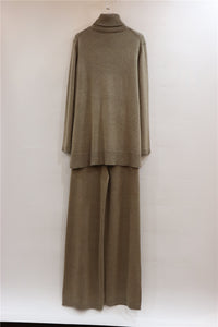 Two-Piece Pure Cashmere Coat And Trousers Set Camel