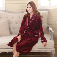 Flannel pyjamas bathrobe Wine Red Female