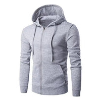 Long Sleeve Jacket Hoodie - Zipper Closure Grey S