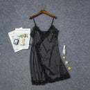 Women's Elastic Satin Nightdress Black