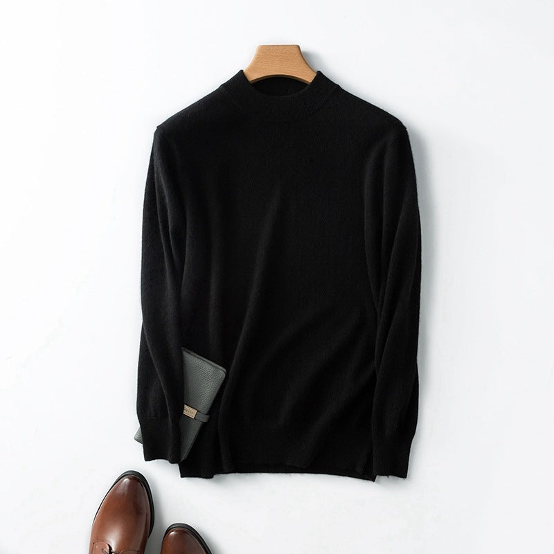 Pure wool sweater men Black