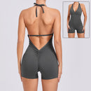 Yoga Pants Halter Neck Jumpsuit Beauty Back Shorts High Elastic One-piece Fitness For Womens Clothing