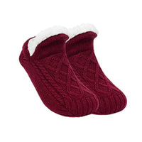 Warm Floor Socks Solid Wine Red 35-39 24cm